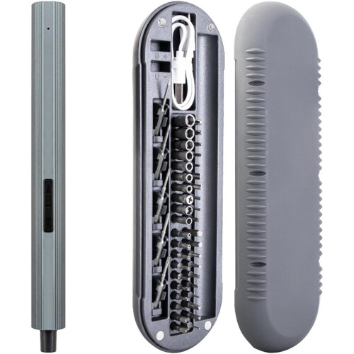 Miniature Electric Screwdriver Set Cordless Rechargeable Includes Multiple Bits LED Light Compact Precision Tool Kit 2