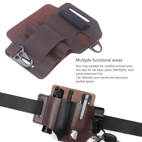 Multitool Belt Sheath EDC Leather Organizer for Men, Brown 2