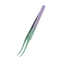 Roestvrijstalen pincet voor wimperverlenging, antistatisch, precisiepuntjes, gebogen ontwerp, ergonomisch, antislip, lichtgewicht, fijne afwerking.