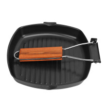 20 cm Faltbare antihaftgusseiserne Pfanne mit Holzgriff für Camping