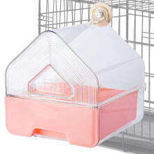 Bird Cage Bath with Feeder, Transparent Monitoring, Dual Compartment for Cockatiel Parakeet Finch