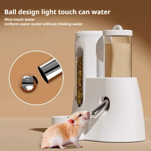 Hamster Automatic Feeding And Drinking Water Feeder Small Animal Dispenser Drinking Container Bowls Large White 1