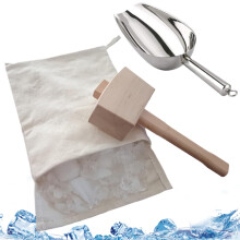 Manual Ice Crusher Set with Scoop and Mallet, Food Grade for Home Bar Party Bartending