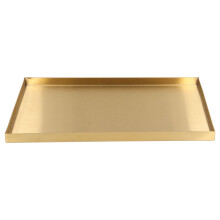 Plateau décoratif doré élégant avec poignées, style rectangulaire moderne, idéal pour coiffeuse et table basse. Design en plastique résistant