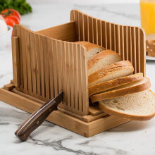 Bread Slicer with Adjustable Width, Wooden Loaf and Toast Cutter Guide, AntiSlip Base, Easy Clean