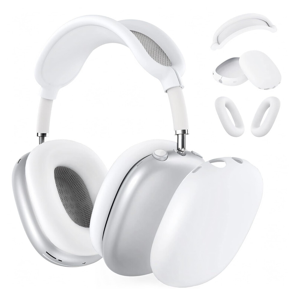 Silicone Case Cover For Airpods Max Headphones Soft Silicone Antiscratch Ear Pad Cover Ear Cups Cover Headband Cover White 9189345218859