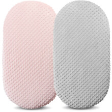 Ultra Soft Minky Bassinet and Cradle Sheets Set, Universal Fit for Baby Boys and Girls Grey Pink