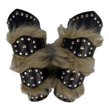 Archery Competition Arm Guard, Faux Fur Leather Bracers, Studded Knight Arm Guards, Medieval Viking Costume One Size