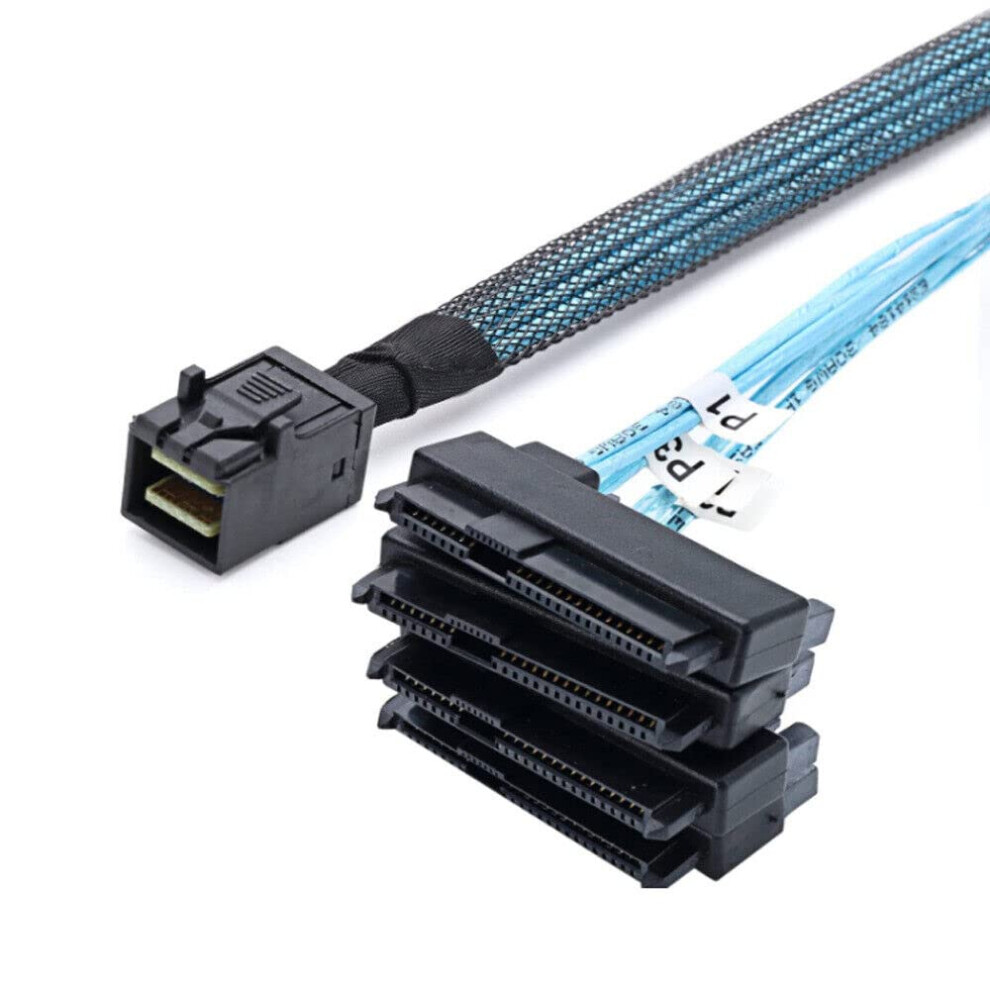 1M Mini Sas Hd Sff8643 To 4X Sff8482 Quad Port Speed Sas Server Cable Black 9189345221460