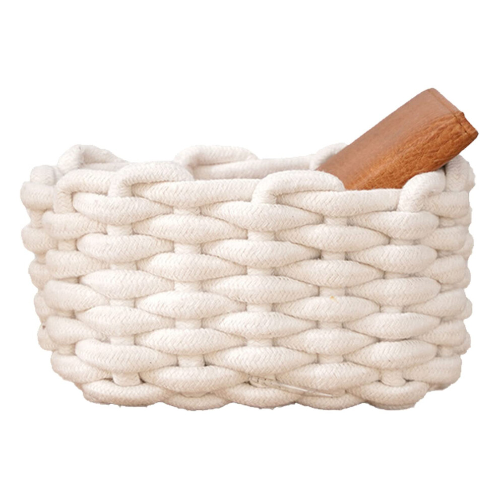 Cotton Rope White Basket Rectangle Rope Storage Basket Cupboard Nursery Decor
