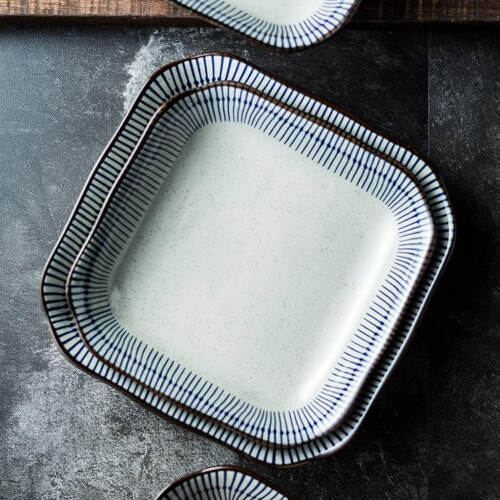 Large Ceramic Salad Mixing Bowl Set with Square Dinner Plate, Durable MultiPurpose Design 2
