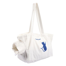 Sac fourre-tout imprimé à la main avec un adorable chat, en toile de coton écologique imperméable, lavable et réutilisable, grande capacité et