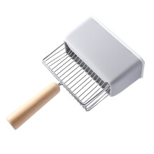 Scooper per lettiera per gatti in metallo durevole con manico lungo, grigia, 310g