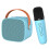 Mini Macchina Karaoke Blu Cielo con Bluetooth + Microfono, Portatile con Suoni Surround 11