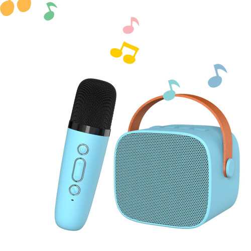 Mini Macchina Karaoke Blu Cielo con Bluetooth + Microfono, Portatile con Suoni Surround 2