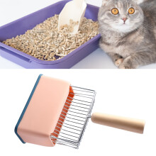 Metall-Spülkelle für Katzenstreu mit langem Griff, Pink, langlebig, 310 g