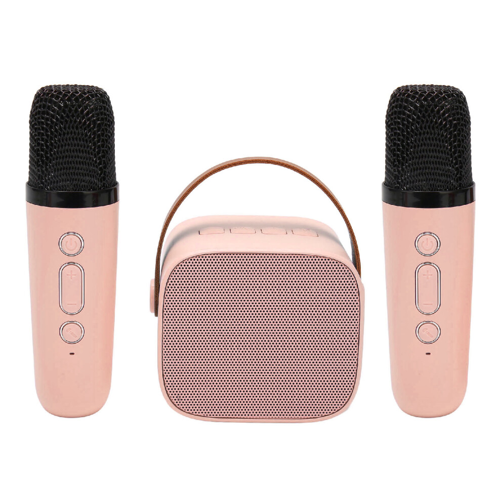 Portable Bluetooth Karaoke Machine With 2 Microphones, 6W Speakers Pink 9431369737985