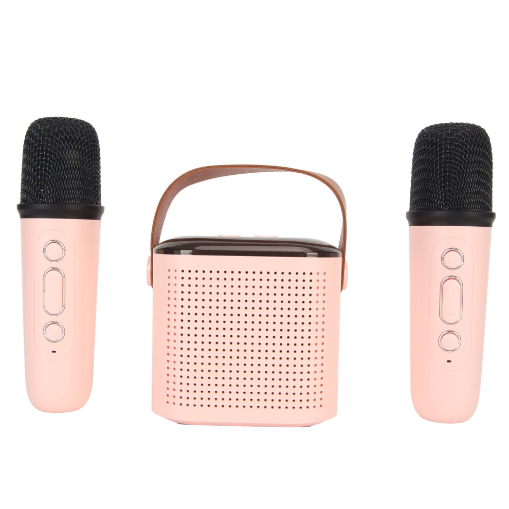 Mini Bluetooth Karaoke Machine With 2 Wireless Mic & Rgb Pink/Light 7901369738043