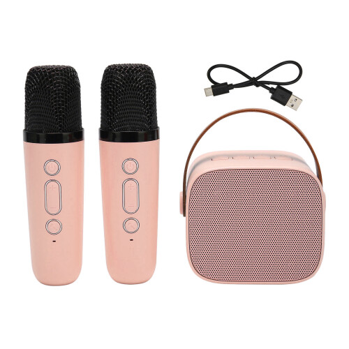 Cassa Karaoke Bluetooth Portatile con 2 Microfoni Wireless - Rosa 2