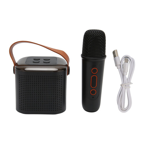 Macchina Karaoke con illuminazione RGB, portatile stereo Bluetooth e microfono, nero 1