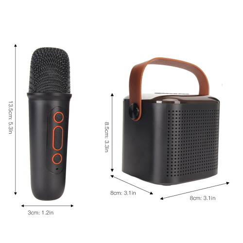 Mini Macchina Karaoke Portatile Stereo Bluetooth Con Luci RGB e Microfoni, Nera 1