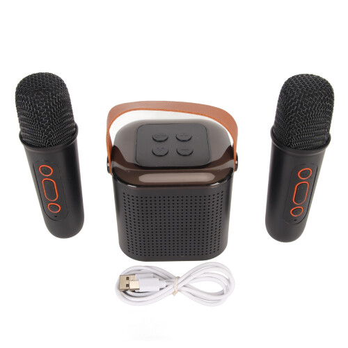 Stereo Portable Karaoke System with RGB Light Bluetooth 2 Wireless Mics Black 2