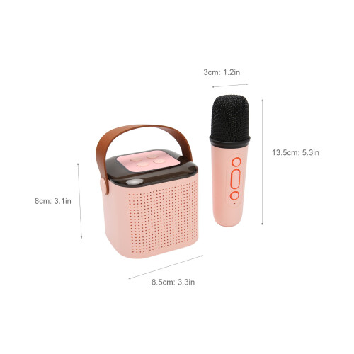 Portable Bluetooth Karaoke Machine Stereo RGB Light Pink 8cm 1