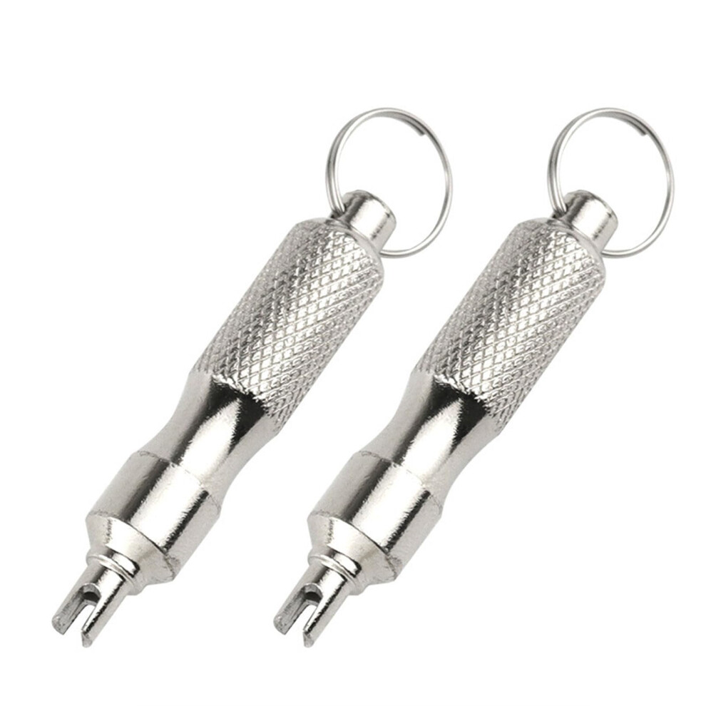 Stainless Steel Tire Valve Wrench Set Of 2 With Keyring Tire Screwdriver For Car Motorcycle Bike Tightening 9382693803658