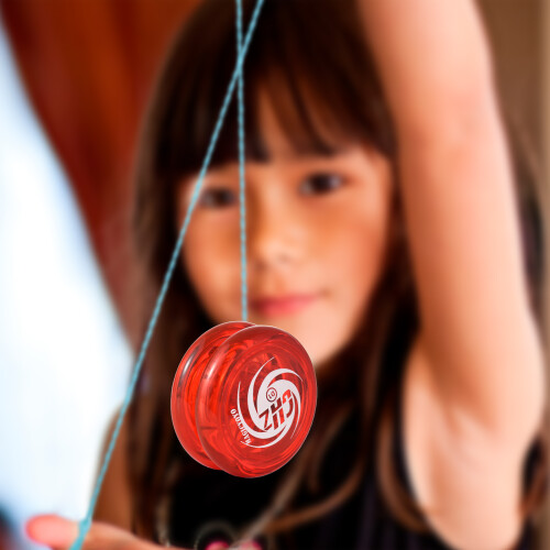 Kids Yo-Yo Risposta con 5 Corde, Guanto e Borsa Portaoggetti, Verde/Rosso 2