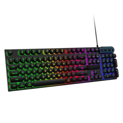 Gaming Keyboard USB 104-Key Round Breathing Backlit Waterproof Black 2