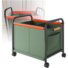 Tennis Racket Storage Rack Rolling Fitness Equipment Cart Racket Organizer With Side Pocket Green 48.5x37x63.5cm