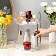 Multifunctional Tabletop Rotating 2-Tier Cosmetic Storage Organizer