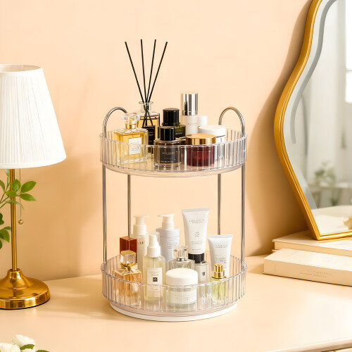 Living And Home Multifunctional Tabletop Rotating 2-Tier Cosmetic Storage Organizer 1