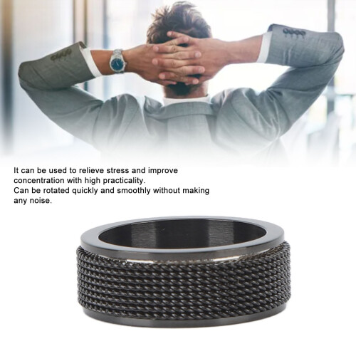 Geräuschloser 8MM Männer-Angstring Schwarz Titanium Stahl 62,4mm Größe 10 2