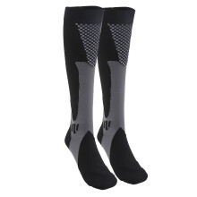 Calze sportive unisex nere lunghe con compressione, traspiranti, taglia S/M