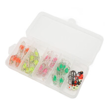 Leurre souple TPE durable en forme de T avec hameçons de pêche et boîte de rangement transparente