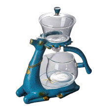 Kung Fu Tea Set Glass Semi Automatic Tea Maker with Magnetic Lid Lock and Easy Pour Spout