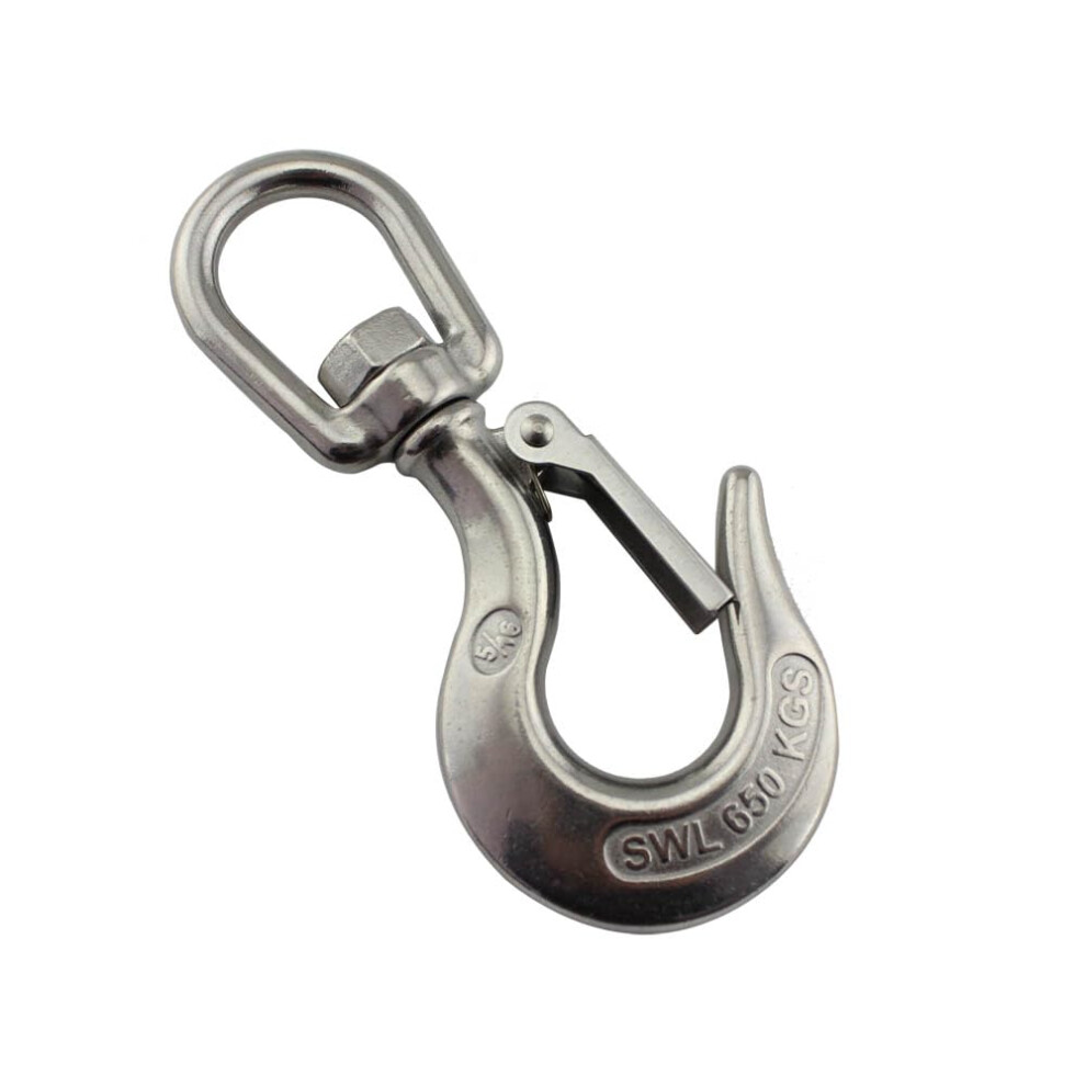 Hoist Cargo Hooks Heavy Duty Rigging Hook Ss304 Stainless Steel Lifting Chain Eye Jaw Swivel Hook 1500Kg 9189345227318