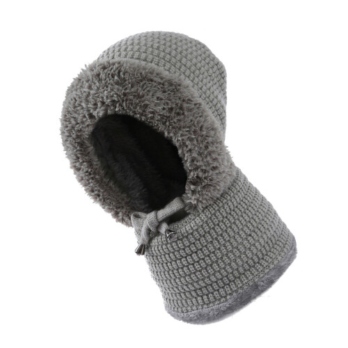 Couvre-chef confortable tricoté à capuche, coupe-vent et-Gris