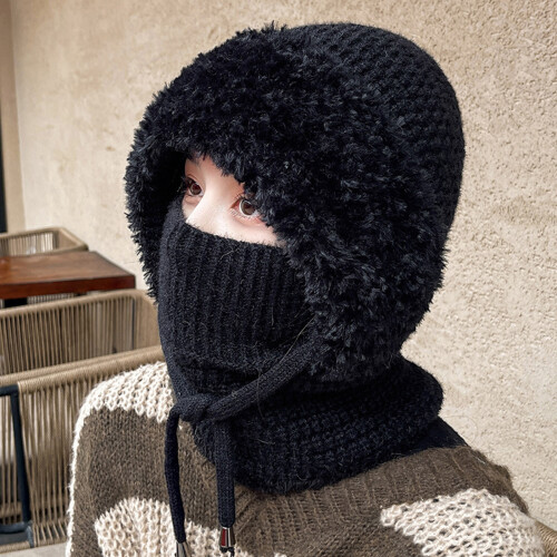 Couvre-chef confortable tricoté à capuche, coupe-vent et-Gris 2