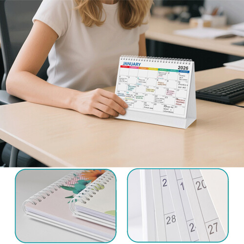 Calendrier de bureau 2026, référence de 12 mois, de janvier-T03 2