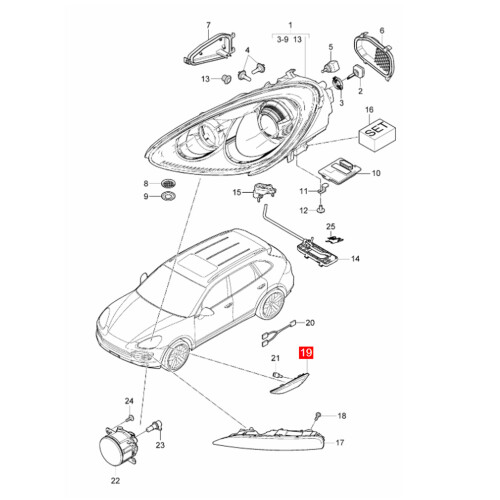 Front Bumper Side Marker Light Right for Cayenne 958 2011-2014 1