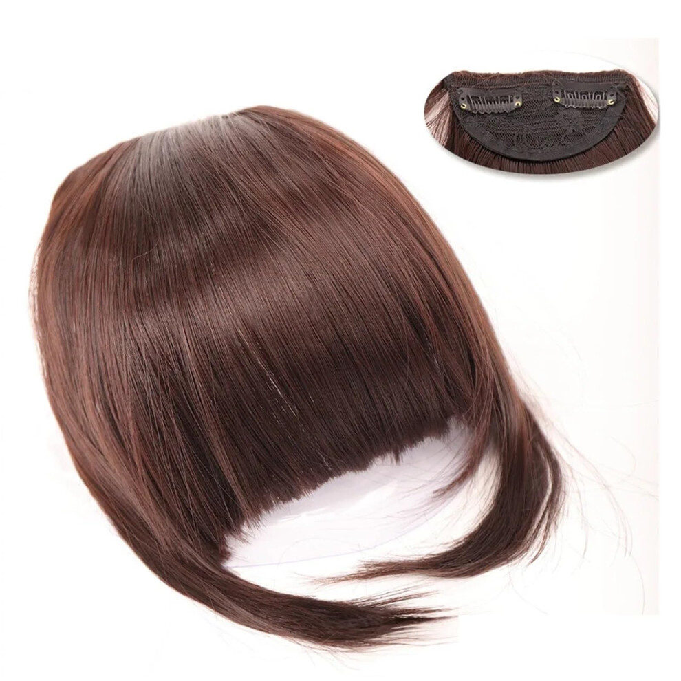 Unisex Hair Bangs Clipin Extension Thick Fringe, Straight Heatresistant Synthetic Fiber, Flat Bangs For Women, Color P1b/613