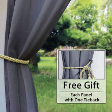 Weatherproof Opaque Panels Linen Outdoor Curtains, Thermal Insulated Blackout Rustproof Grommet Top Curtains for Patio, Garden, Terrace, Pergola,