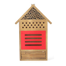 Wooden Bee House Hotel Shelter for Garden Decoration, Platane Wood Nesting Box, Size 19.5x3.8x29.8cm, Encourages Bees