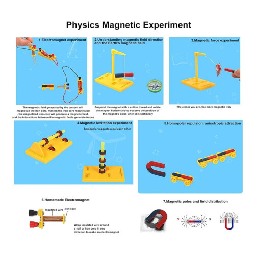 Kids Magnet Kit Physics Science Electromagnet Experiment Set Educational for School Students 2