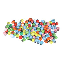 100pcs Wooden Animal Buttons, Colorful Ladybirds, DIY Crafts
