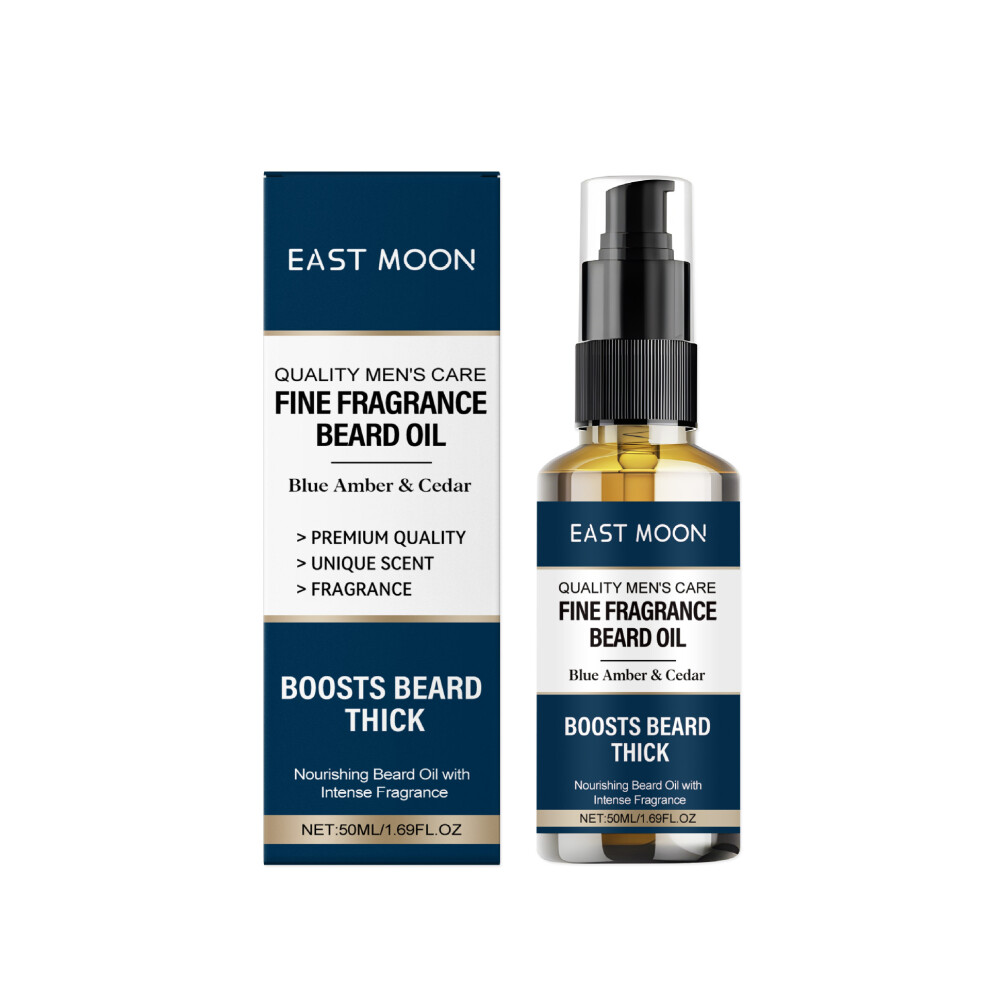 (50ml) EAST MOON Men's Fragrance Beard Oil cares for beards, makes them shiny, soft, fluffy, mildly moisturizing