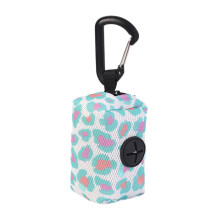 Poop Bag Holder With Zippered Dispenser, Dog Poop Bag Roll Holder, Refillable Walking Accessory, Carabiner Clip, Blue