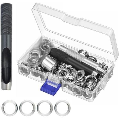 Complete Grommet Kit with Tools and 100 Sets for Canvas Tarps and Craft Projects 2